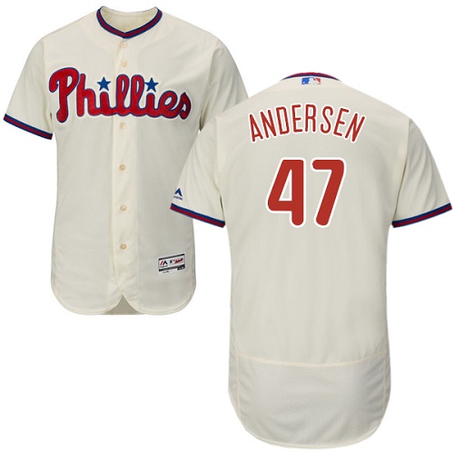 Phillies #47 Larry Andersen Cream Flexbase Authentic Collection Stitched MLB Jersey
